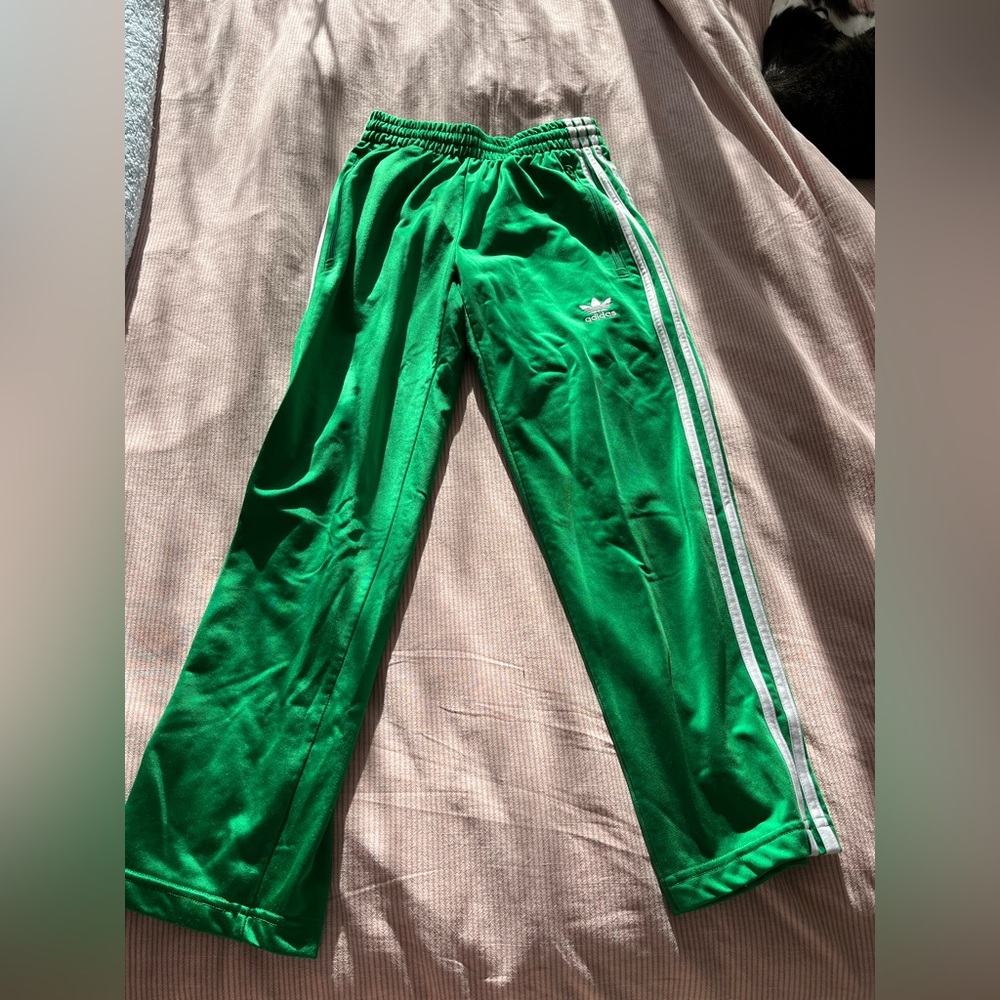 Adidas green track pants